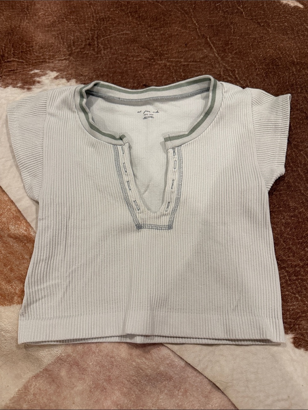 Urban Outfitters Light Blue Ribbed V-Notch Crop Top